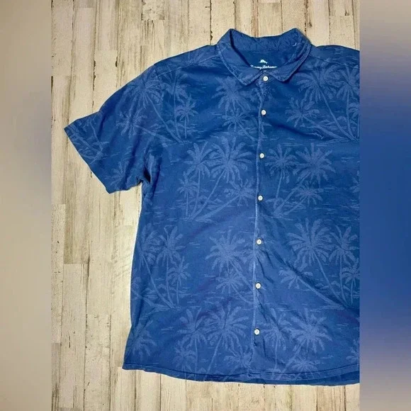 Vintage Tommy Bahama Blue Hawaiian Palm Trees Tropical XXL - Picture 3 of 9